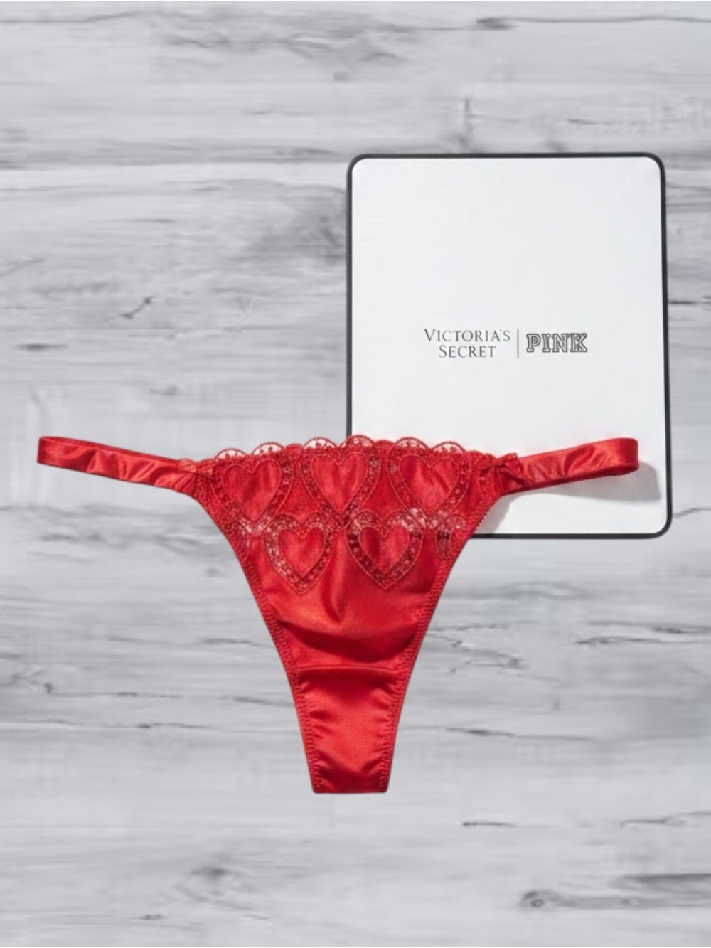 🆕❤️🔥 “Paper” Heart Cut Out Satin Thong Victoria’s Secret Small NWT